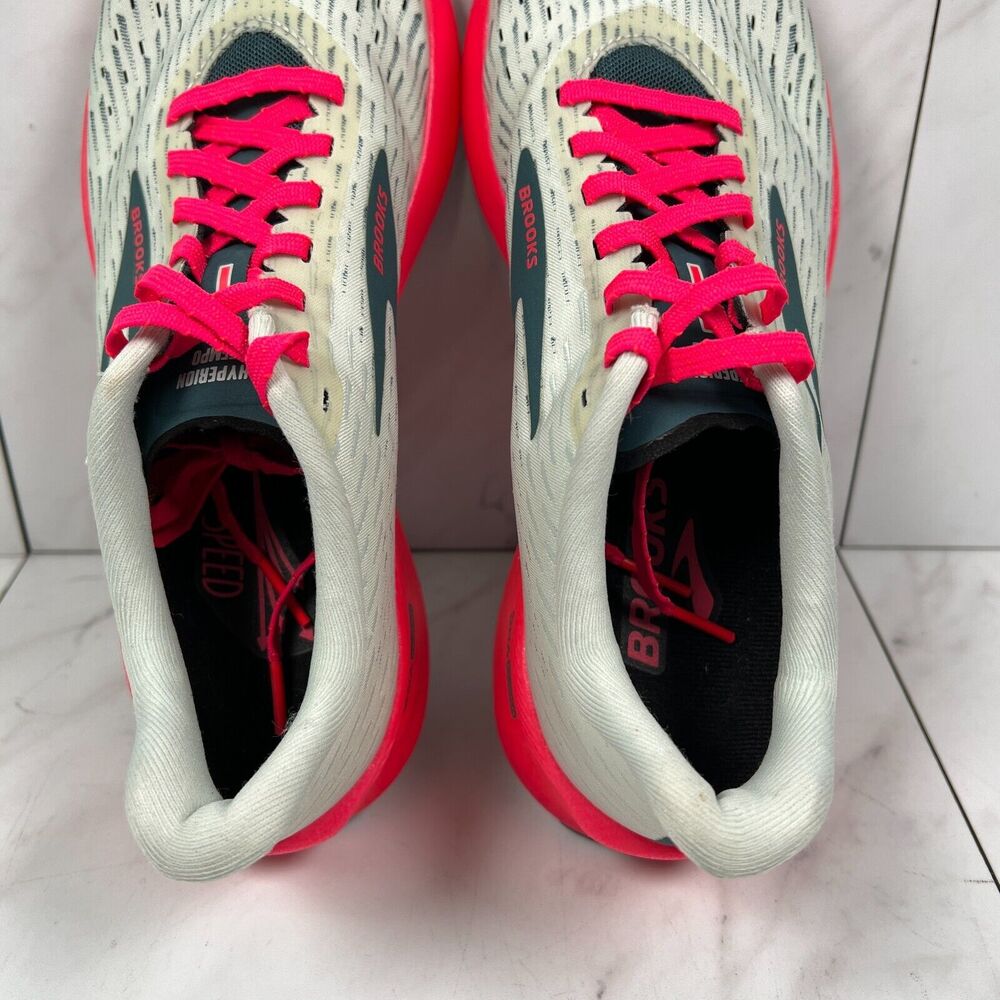 Brooks Women's White and Hot Pink Athletic Running Shoes - Picture 7 of 8